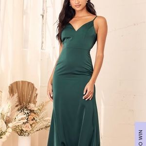 Heartfelt Bliss Emerald Green Sleeveless Cowl Back Maxi Dress